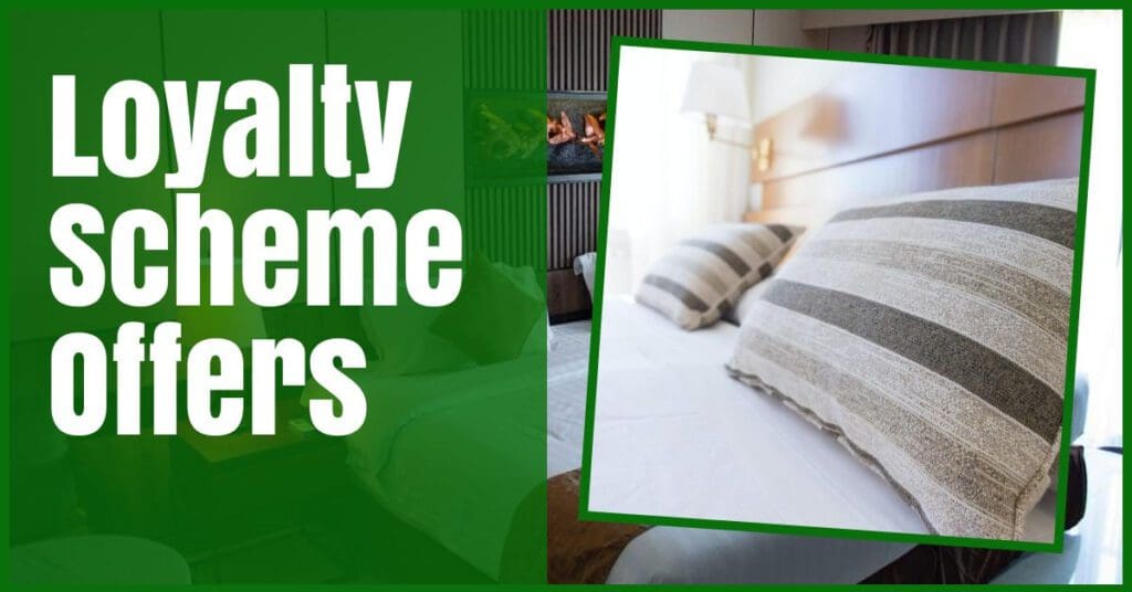 picture shows hotel pillows in box with hotel room as background how to get cheap hotel deals