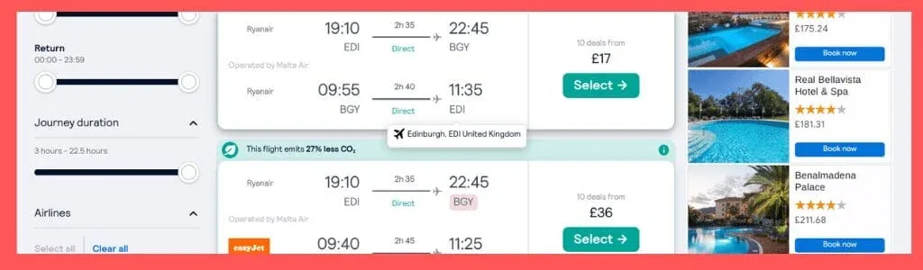cheap flights to anywhere filters