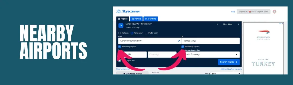 flight booking hacks nearby airport