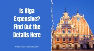 featured image showing the words is riga expensive find out the details here alongside image of pink storied building in the main square