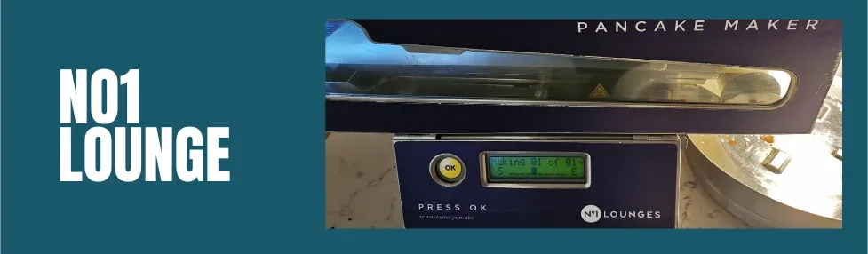 pancake maker machine with button to start on the front of the machine and electronic display