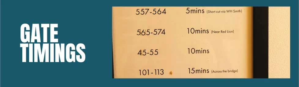 plaza premium lounge gate walking times