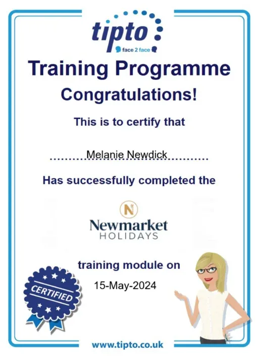 a certificate with a cartoon character