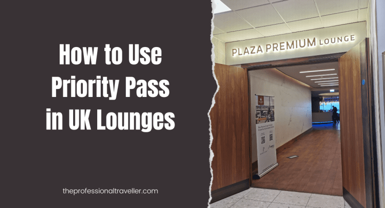 how to use Priority Pass in UK lounges featured image showing entrance to Plaza Premium Lounge